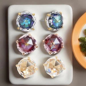 Kate Spade "Bright Ideas" CZ Stud Earrings, Jet(Blue-Green), Berry, Clear Gold - Picture 1 of 40