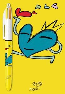 BIC STYLO 4 COULEURS COLLECTOR - EDITION STREET ART M. KOEUR - MOTIF COEUR BLEU - Picture 1 of 1