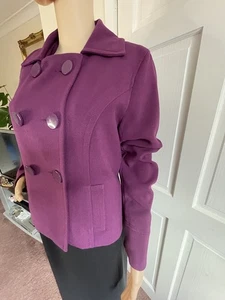 Ladies Womens Papaya Purple Pea Coat Jacket Sz 16 Long Sleeve, lined unused VGC - Picture 1 of 19