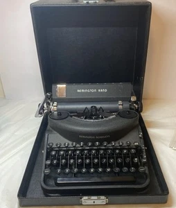Antike Remington Rand geräuschlose tragbare Schreibmaschine Modell 7 im Koffer 30er Jahre funktioniert - Bild 1 von 12