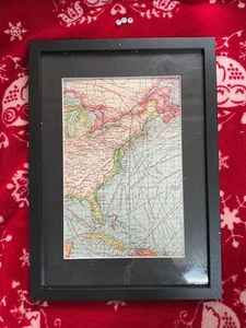 GENUINE ANTIQUE FRAMED HARMSWORTH 1901 MAP OF EASTERN USA - Picture 1 of 4
