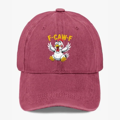 Divertida gorra de béisbol ajustable vintage de pollo “F-CAW-F” papá envejecido Foto 1 de 4