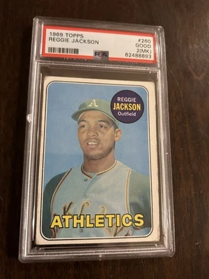 1969 Topps #260 - Reggie Jackson RC HOF - PSA 2 (MK) Foto 1 de 2
