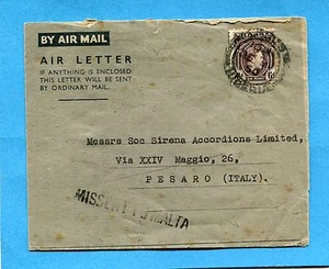 NIGERIA - AIR LETTER da 6 pf.ann.LAGOS, 26.06.50 per PESARO (400427) - Imagen 1 de 1