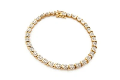 Brazalete Tenis Ross Simons Chapado en Oro Plata de Ley 925 Diamantes 7.25" Foto 1 de 4