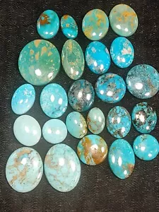 365ct. 24-Turquoise Cabochons Alarcon, Kingman, Cannonea, A Few Flaws??? Pretty - Picture 1 of 17
