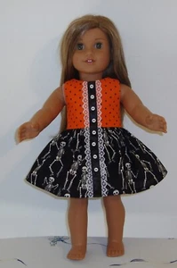 18" Doll Halloween Skeleton Print Dress (Fits American Girl) - New - So Cute! - Picture 1 of 1
