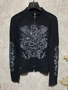 Vintage Bejeweled By Susan Fixelo Track Jacket Sweater Style Ed Hardy Size M - Picture 1 of 10