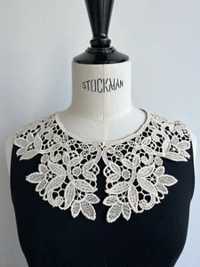 Vintage Guipure Cotton Lace Collar Calico Natural Floral Dressmaking Austrian - Picture 1 of 23