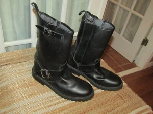Black Brand Motorcycle Boots Men's Sz 11 M Waterproof Road Hook Loop - Picture 1 of 9
