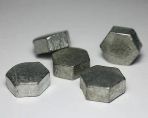 Five zinc metal hexagons 99.99% element 30 zn chemistry sample bulk - Picture 1 of 5