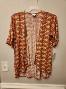 NEW lularoe Bianka size 3 Kimono/Juniors Yellow Blue And Red Shapes  - Picture 1 of 4
