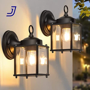 Wall Lantern Exterior Waterproof Sconce Light Fixtures Black Front Door 2 Pack - Picture 1 of 12