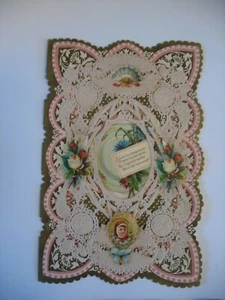 Victorian Die Cut Paper Lace Women Valentine Card One Treasure poem 1880 w envel - Picture 1 of 10