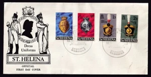 ST. HELENA #240-43 REGIMENTAL EMBLEMS 1ST DAY COVER 1970 - Picture 1 of 2