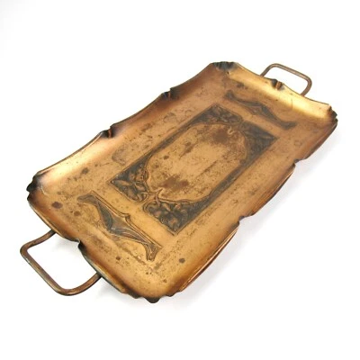 WMF Kupfer Tablett Jugendstil Straußenmarke Art Nouveau Copper Serving Tray - Bild 1 von 4