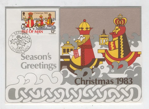 FDC AD62 Isle of Man 1983 Greeting Card Christmas Cover