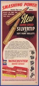 Proiettili vintage 1949 WINCHESTER Super Speed Silvertip 30-06 Stampa anni '40 Annuncio - Foto 1 di 1