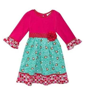 Vestido muñeco de nieve verde fucsia de vacaciones Counting Daisies de Rare Editions 2T Foto 1 de 2