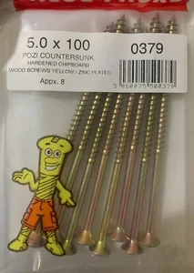 8 X Tornillos de aglomerado 5.0 X 100 mm Tornillos de madera contrahundidos Tornillo Pozi - Imagen 1 de 3