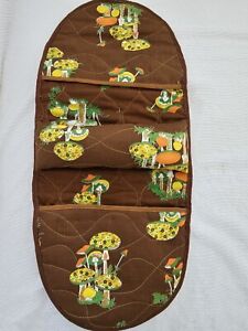 Vintage Mushroom Fabric Armchair Sewing Caddy, 7.5”x17”, Pockets, Pin Cushion