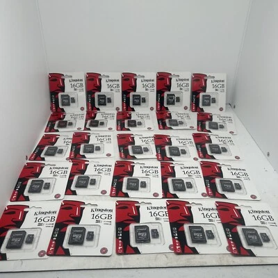 (25) Kingston micro SDHC 16GB Memory card Class 10 UHS-I Flash 45MBs Adapter J35 - Image 1 of 4