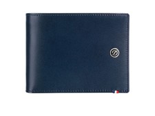 S.T. Dupont Line D Wallet, Blue, Leather, 6 Cards, 3 Compartments, 180900
