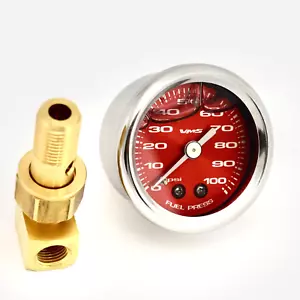 VMS Racing Red Fuel Pressure Gauge 0-100 PSI For Honda Acura - Bild 1 von 2