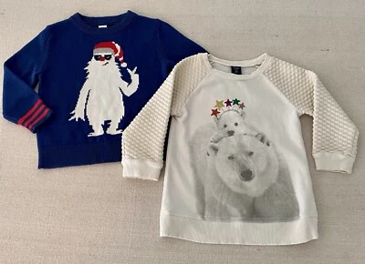 Lote de dos suéteres Yeti azul marino y suéter de oso polar marfil Baby Gap para niños pequeños 3 Foto 1 de 4