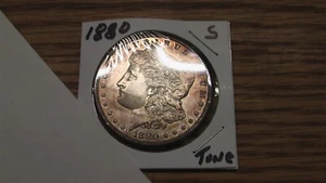 1880er Jahre Edelstein Morgan Silber Dollar Vorderseite getönte volle Federn - Bild 1 von 4
