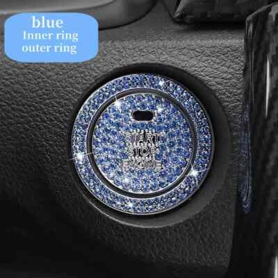 Car Key Start Button Decoration Ring Diamond Rhinestone Protective Cover - Image 1 of 4