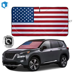 Foldable Car Windshield Sun Shade Cover Front Window UV Block Shield USA Flag - Picture 1 of 10