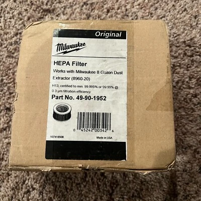 Milwaukee 49-90-1952 Hepa Replacement Filter for 8-Gal Dust Extractor (8960-20) - Image 1 of 3