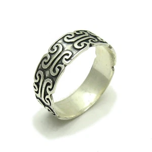 Anello in vero argento sterling fascia punzonata solido 925 fatto a mano nichel free - Foto 1 di 4