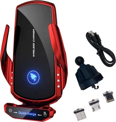 15W Wireless Car Charger Automatic Sensor Clamping Charging Mount Phone Holder - Image 1 of 4