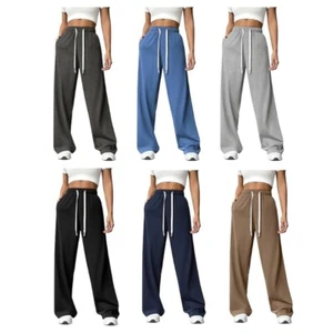 Women s Loose Fit Drawstring High Waist Sweatpants Wide Leg Baggy Pants - Bild 1 von 44