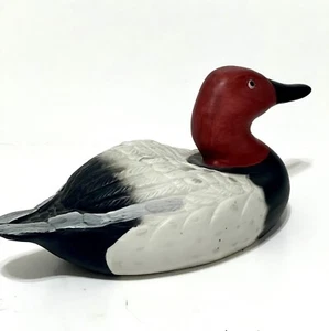 Anatra ceramica canvasback HP testa rossa becco nero corpo bianco/nero 10,5"L 4,5"w 4,5 - Foto 1 di 12