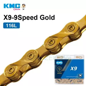 100% Original 9 Speed KMC X9 Gold MTB Bicycle Road E-Bike Chains For Shimano US - Picture 1 of 3