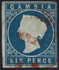 GAMBIA 1869 QV CAMEO 6D IMPERF NO WMK USED