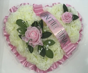 Heart Silk Artificial Funeral Flower Wreath Memorial Grave Tribute pink mum - Picture 1 of 1