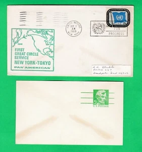 Pan Am UN New York - Tokyo 1969 first flight cover First Great Circle Service FF - Picture 1 of 6