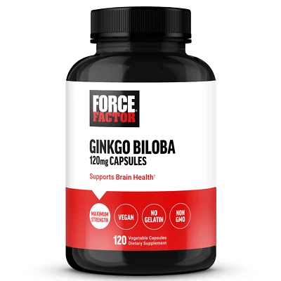 Force Factor Ginkgo Biloba 120mg, Suplemento de Saúde do Cérebro para Adultos, 120 unidades - Imagem 1 de 4