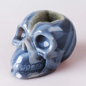 1065 g Geoda Natural Ágata Cuarzo Cristal Tallada a Mano Calavera Tallada 0098 - Imagen 1 de 6