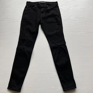 Hollister Super Skinny Jeans Mens 30x32 Black Distressed Advanced Stretch - Picture 1 of 17