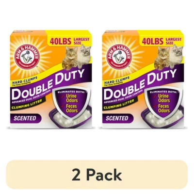 ARM & HAMMER Double Duty Clumping Cat Litter, Scented, Odor Control,40 lb,2 Pack