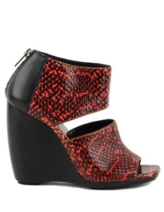 BALENCIAGA SHOES SNAKE-PRINT VIBRANT LEATHER WEDGE SANDAL ZIP $1,065 37 6.5 - Picture 1 of 10