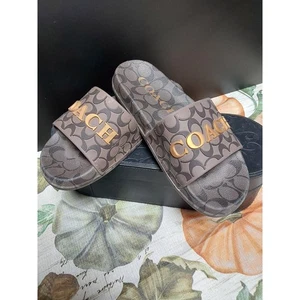 Unisex Coach Udele Sport Slides Gr. 40 USA 7 Braun Signature Series  - Bild 1 von 4