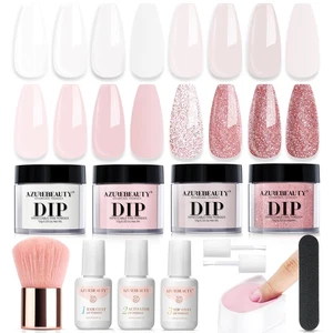 Dip Powder Nagelset, 4 Farben Nude Rosa Glitzertöne, Starterset für French Nägel - Bild 1 von 12