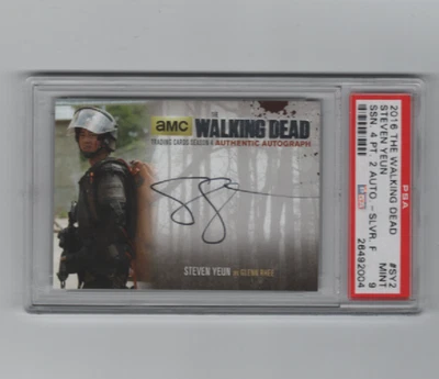 WALKING DEAD SEASON 4.2 STEVEN YEUN/GLENN AUTOGRAPH CARD  SILVER/75   MINT 9!! - Image 1 of 4