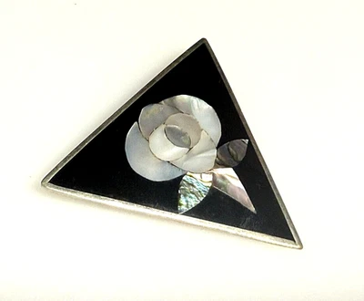 Broche de Alpaca Colgante Abulón Paua Shell Joyería México Plata Triángulo Foto 1 de 4